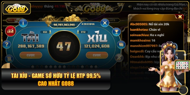 Tài Xỉu - Game Sở Hữu Tỷ Lệ RTP 99,5% - Cao Nhất GO88
